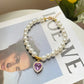 TONG Luxury Pearl Pet Collar Pet Cat Dog Collar Love Pendant Pet Supplies Love Crystal Collar Kitten Collar Cat Necklace