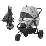 VEVOR Pet Stroller Carrier Dog Cat Strollers Lightweight Travel Rotate with Brakes Pet Pad Cup Holder for Puppy Dog Accessories