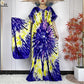 2024 New Style Short Sleeve African Dashiki Tie-dyed Cotton Abaya Caftan Lady Summer Maxi Islam Casual Dresses With Big Scarf