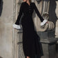 Tossy Female Ruffled Knitwear Long Dress Fashion Patchwork Slim Contrast Lapel Casual Party Dress Gown Women's Knit Maxi Dress
