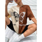 Women's 3D butterfly color splicing printed T-shirt oversized round neck Harajuku T-shirt short-sleeved casual street
