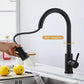 Kitchen Stainless Steel Hot and Cold Faucet, Kitchen Sink Pull-out Kitchen Faucet with 3 Functional Nozzles