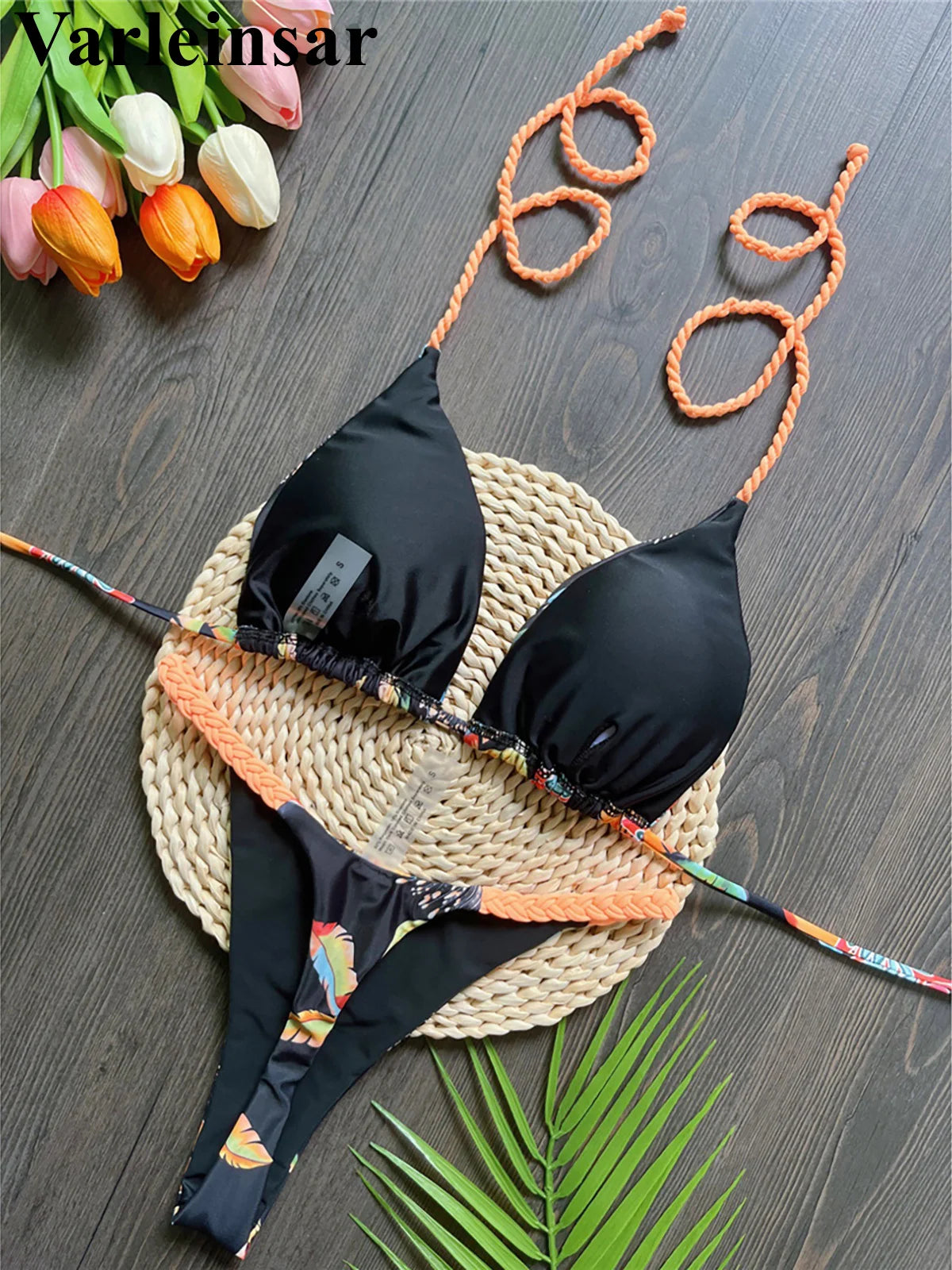 Plaid Printed Halter Mini Micro Thong Bikini Women Swimwear Female Swimsuit Two-pieces Bikini set Bather Bathing Suit Swim V6171