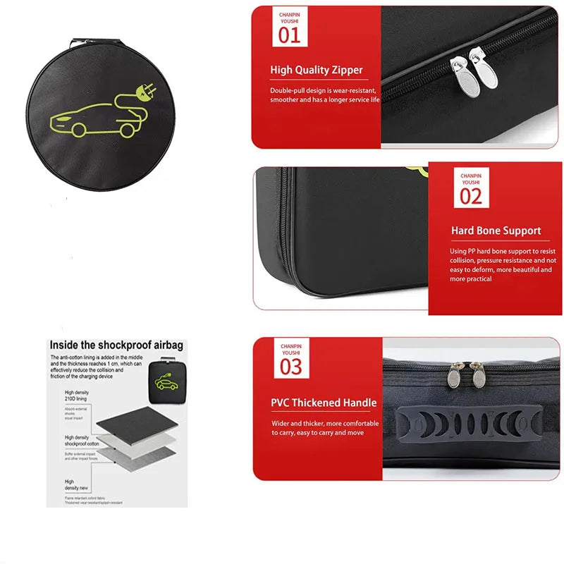 EV Cable Bags Storage & Organizer for Cables Cords and Hoses Portable EV Chargers Cable Storage Bags Electric Car Charger Case
