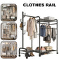 Coat Rack Movable Double Clothes Shelf Clothes Floor-Standing Bedroom Wheeled Floor Hangers Storage Coat Rack Clothes Racks