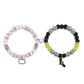New 2Pcs/Set Crystal Hello Cat Beaded Bracelets for Lovers Heart Magnetic Matching Couple Bracelets Girls Festival Jewelry Gifts