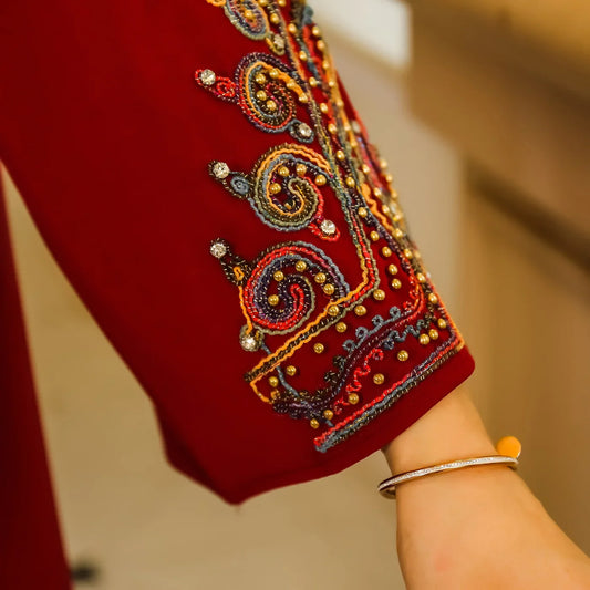 Morocco Turkey Beaded Gown Dubai Embroidery Party Long Dress Abaya Muslim Robe Kaftan Arab Clothes