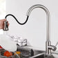 Kitchen Stainless Steel Hot and Cold Faucet, Kitchen Sink Pull-out Kitchen Faucet with 3 Functional Nozzles
