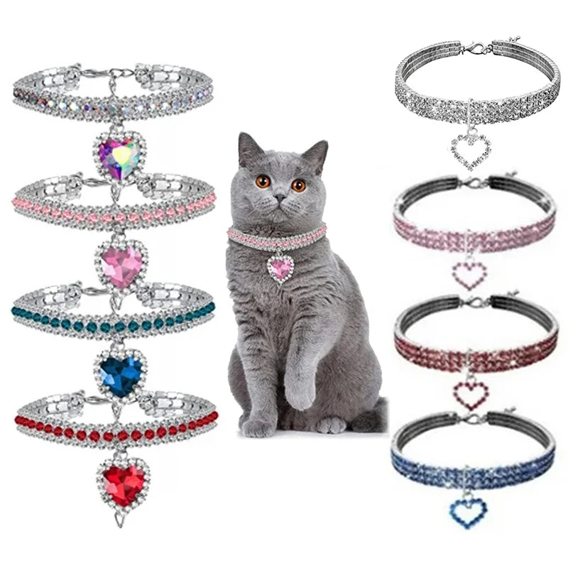 Pet Necklace Love Water Drop Water Diamond Cat Collar Dog Neck Jewelry Exquisite Cute Cat Gem Alloy Puppy Kitten Pet Supplies