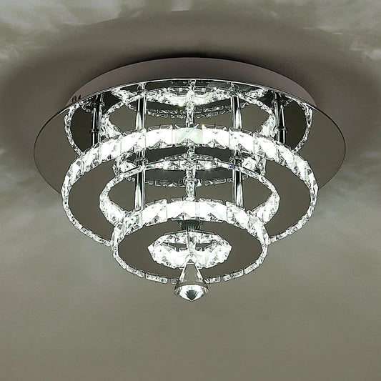 KOMORE Modern Small Crystal LED Ceiling Light, Square / Round for Office, Living Room, Bedroom, Kitchen, Hallway