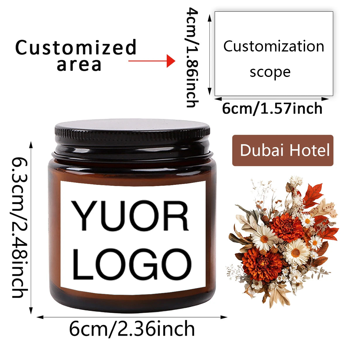 2.5oz/70g Custom Photo Scented Candle Gift-Personal Aromatherapy with Logo/Design Stickers-Birthday Wedding Corporate Present