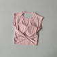 Sports Yoga Short Sleeve Fixed Chest Pad Sexy Backless Short Sports Quick-drying T-shirt Waist-retracting Slim and Fit Vest