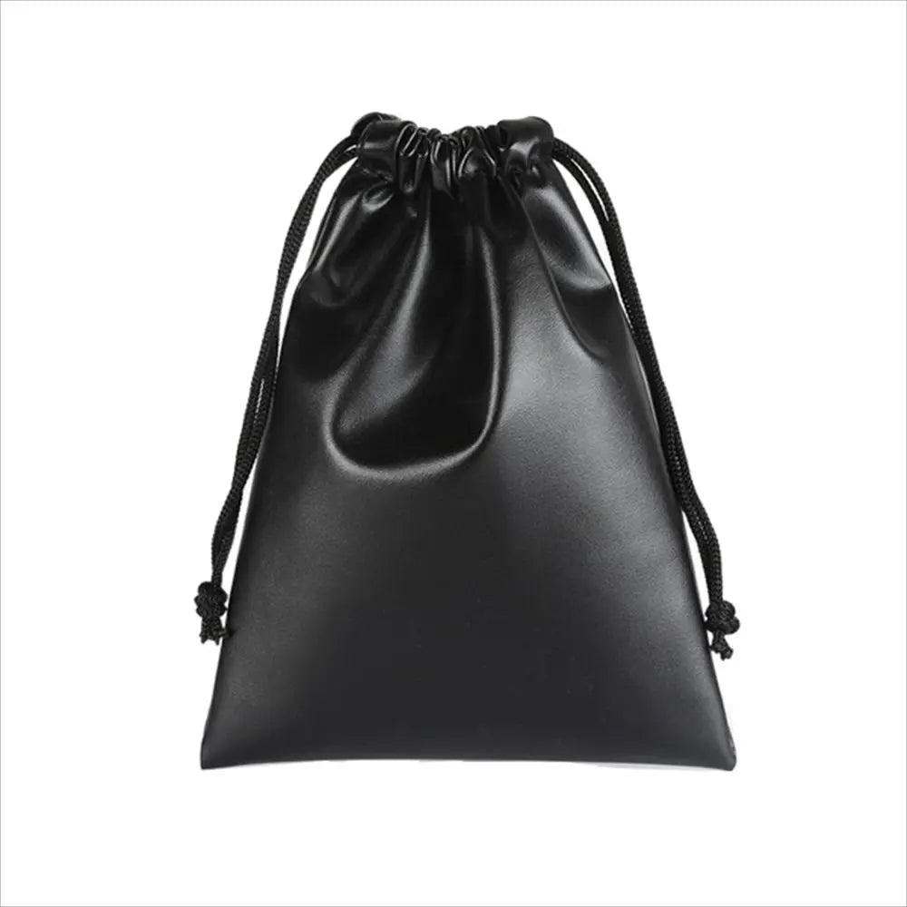 Travel PU Leather Headphone Bags Draw String Bag Black Headset Bag Dust-proof Earphone Cable Pouch Men Women