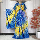 2024 New Style Short Sleeve African Dashiki Tie-dyed Cotton Abaya Caftan Lady Summer Maxi Islam Casual Dresses With Big Scarf