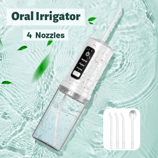 Portable Oral Irrigator Water Flosser Dental Water Jet Tools Pick Cleaning Teeth 230ML 4 Nozzles Mouth Washing Machine Floss