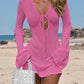 Summer Tie Front Knit CutOut Cover Up Solid Color Bikini Swimwear Beach Resort Boho Chic Swim Set Breathable Cardigan Mini Dress