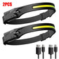Sensor Headlamp LED Head Flashlight Rechargeable Headlight Head Torch Built-in Battery 5 Lighting Modes Fishing Camping Lantern