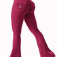 New women's casual flared yoga pants, training flared pants, high waisted work clothes, belt pocket sportswear
