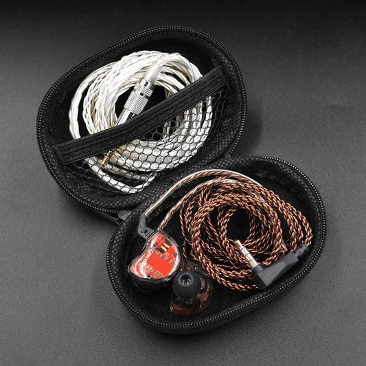 PU Leather Headphone Bags Accessories Universal Wired Earbuds Case Portable Square Shaped for BA10 AS10 ES4 KZ CAA iPhone Huawei