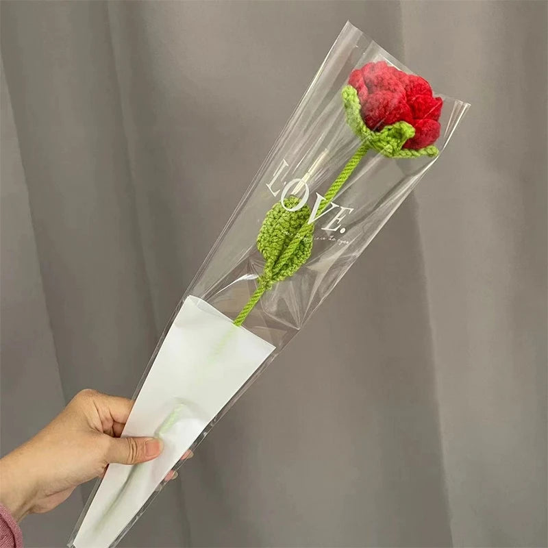 1pc Tulip Crochet Flowers Artificial Woven Flowers Handmade Tulipanes Wedding Gift for Guest Home Decoration Mother's Day Gift