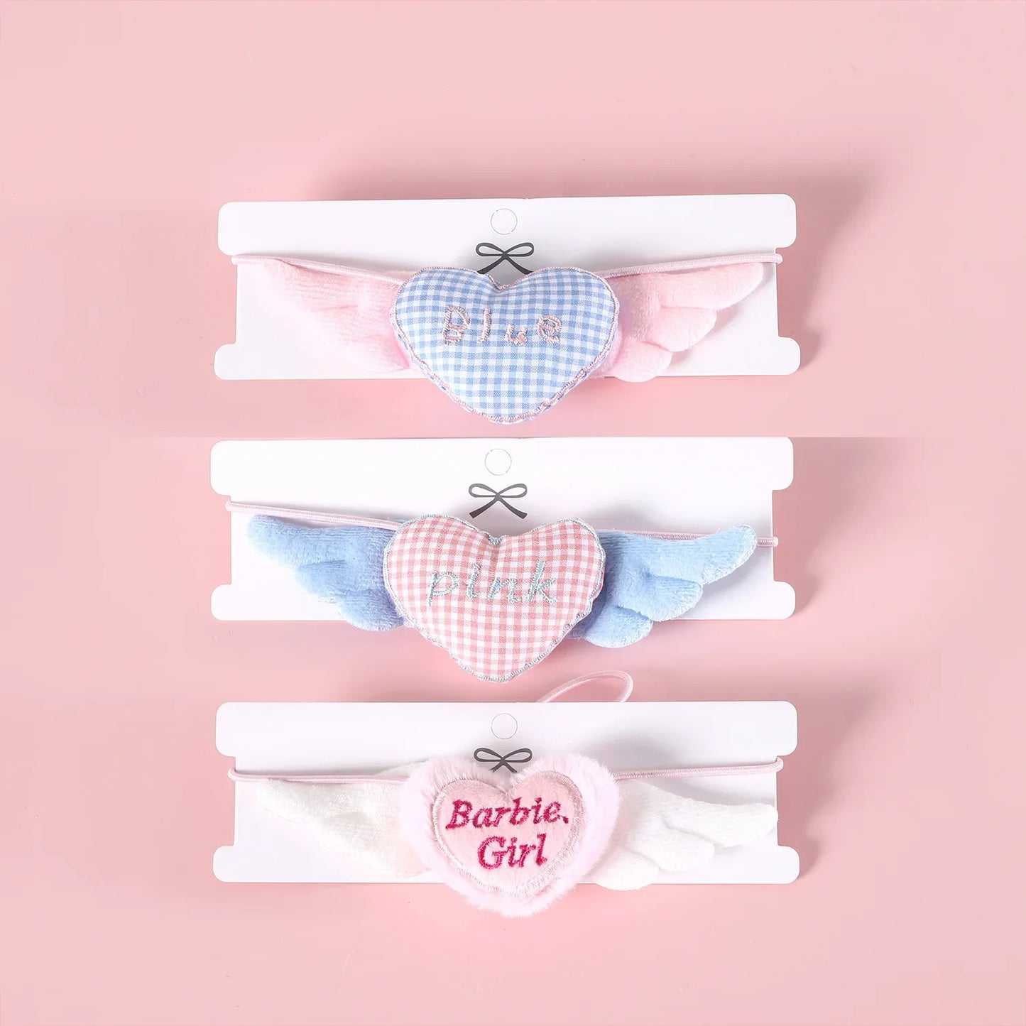 Pet Plaid Love Wing Collar Cat Puppy Teddy Angel Princess Bib Pink Blue Cute Necklace
