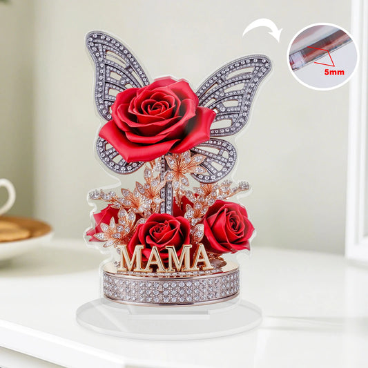 A gift for mom: An eternal souvenir, an acrylic display stand decorated with roses and butterflies. A beautiful gift