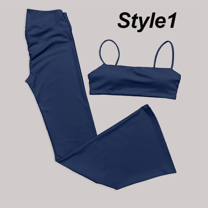 Gym Leggings Women High Waist Flared Pants Cross Waist Sport Tights Ladies Push Up Fitness Leggin Workout Clothes