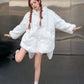 Lautaro Winter Oversized Warm White Faux Fur Coat Women ith Bunny Ears Kawaii Sweet Cute Japanese Style Fluffy Jacket Hoodie