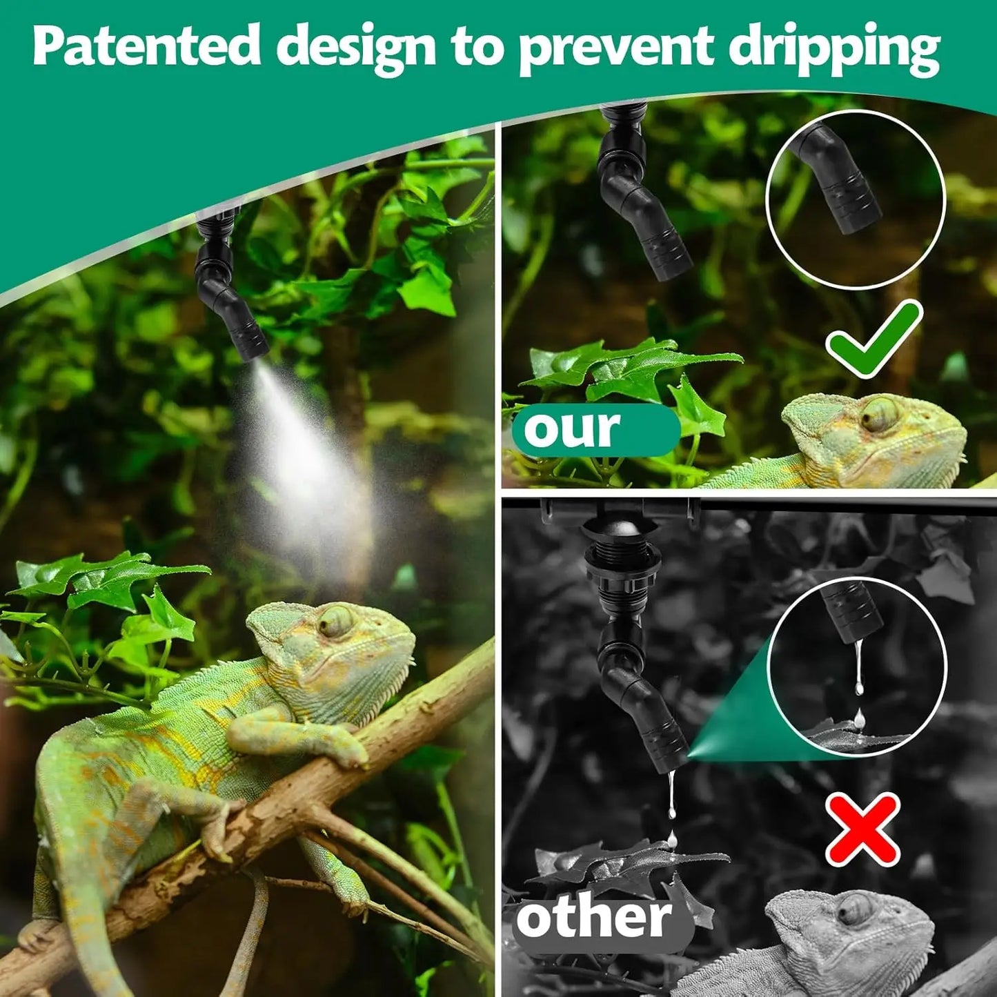 360Degree Rotating Reptiles Fogger Mist Sprinkler Terrarium Nozzle Adjustable Greenhouse Irrigation Pet Cooling System Sprayer