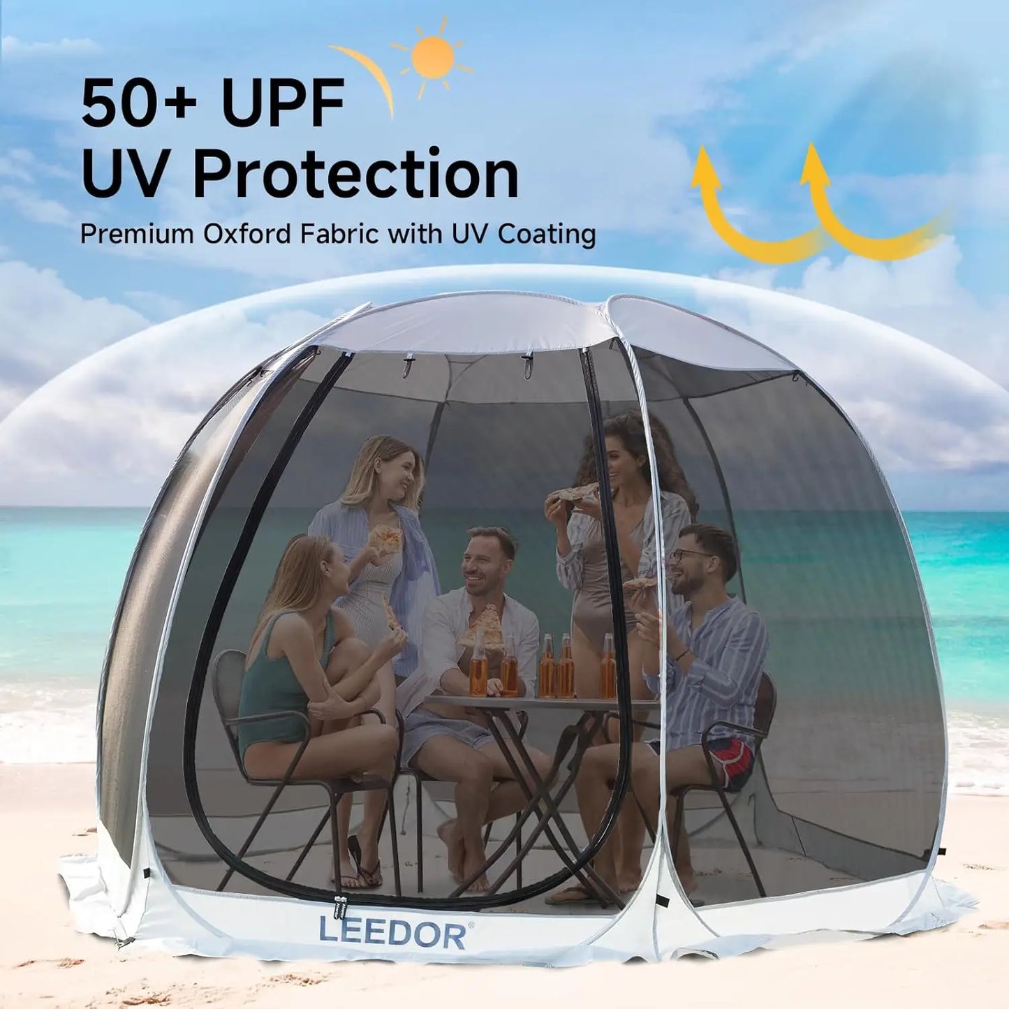 Pop Up Screen House, 6-10-15 Person Outdoor Screen Tent，Camping Screen Room with Carry BagScreened Gazebo with Mosquito Netting,