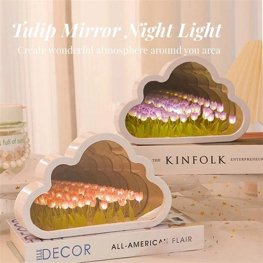 1pc Handmade DIY Creative Gift Tulip Flower Sea Night Atmosphere Lamp Gifts For Halloween Christmas Birthdays Girlfriend