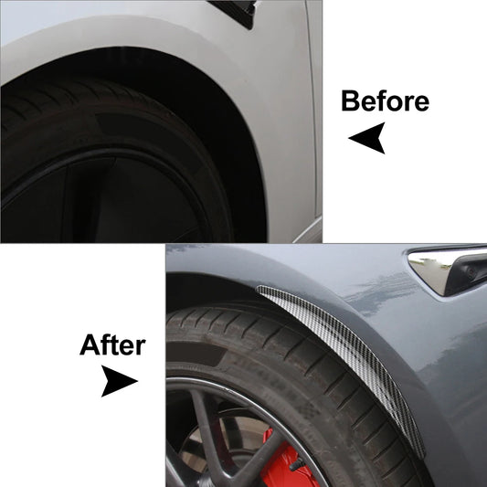 4 Pcs Carbon Fiber Black/Gloss Black Car Wheel Fender Flares Fit For Tesla Model 3 2017‑2022