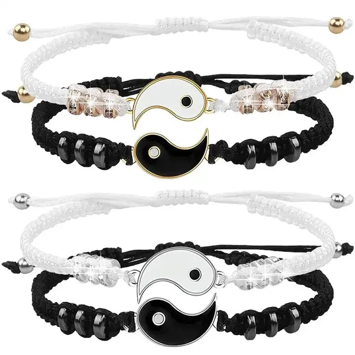 Tai Chi Yin Yang Couple Bracelet for Lover Handmade Woven Baided Rope Adjustable Bracelets Bff Friendship Bangles Jewelry Gift