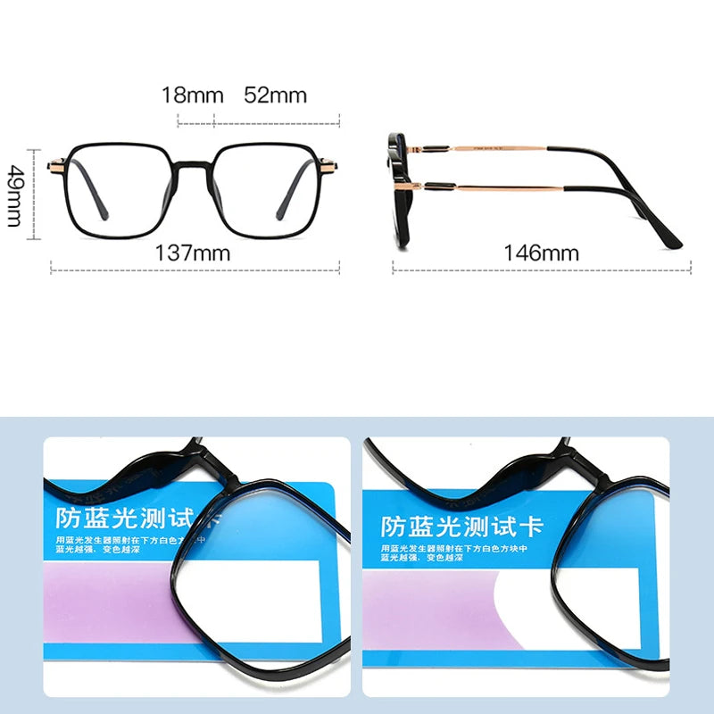 Square Blue Light Blocking Glasses Man And Women Black Oversized Optical Eyeglasses Vision Spectacles Big Frame Computer Eyewear