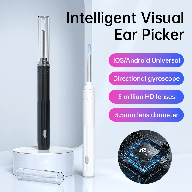 KERUI Smart Ear Wax Removal Ear Cleaner With Ear Cleaning Tool 5MP HD Camera Light Ear Wax Removal Kit Endoscope Otoscope