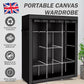 Portable Large Fabric Canvas Wardrobe Canvas Wardrobe With Hanging Rail Sheing Fabric Cloth Cupboard