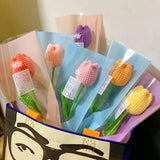 1pc Tulip Crochet Flowers Artificial Woven Flowers Handmade Tulipanes Wedding Gift for Guest Home Decoration Mother's Day Gift