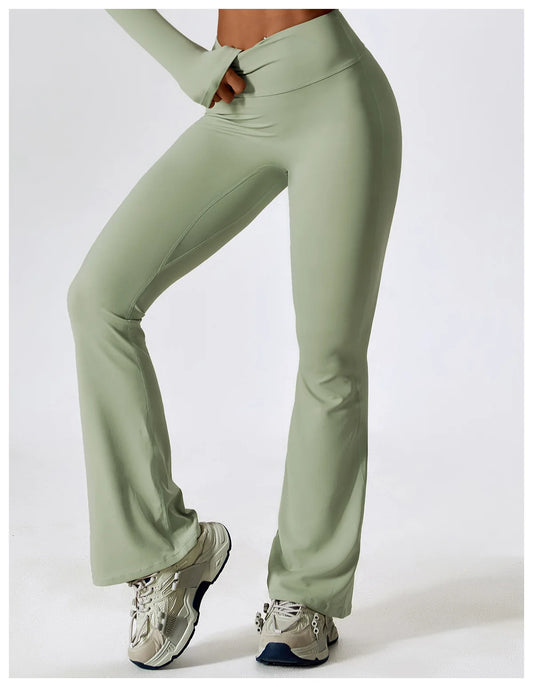 Flare Leggings Yoga Pants Women Bell-bottoms Yoga Trousers High Waist Fitness Pants Stretch Gym Casual Sports