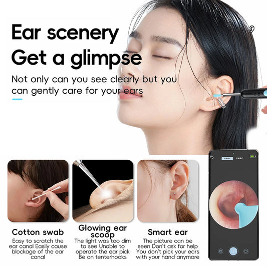 Smart Visual Ear Cleaner Set with Camera 1080P Ear Sticks Ear Wax Removal Tool WIFI Connection HD LED Lights Earpick Endoscope