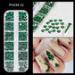 12Grids Ocean Gold Nail Art Charms Shell/Seahorse/Starfish White Half Round Pearl Gems 3D Mixed Punk Manicure Metal Rivets Studs