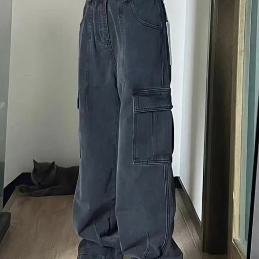 Jeans 2025 New American Hiphop High Waist Loose Floor Wide-leg Pants Men Clothing Denim Men's Korean Reviews Many Men's Clothes