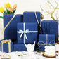 Gift Wrapping Paper Roll, 1 Roll 17inch x 120inch,Navy Blue Gold Foil Design for Holiday, Birthday, Wedding, Party