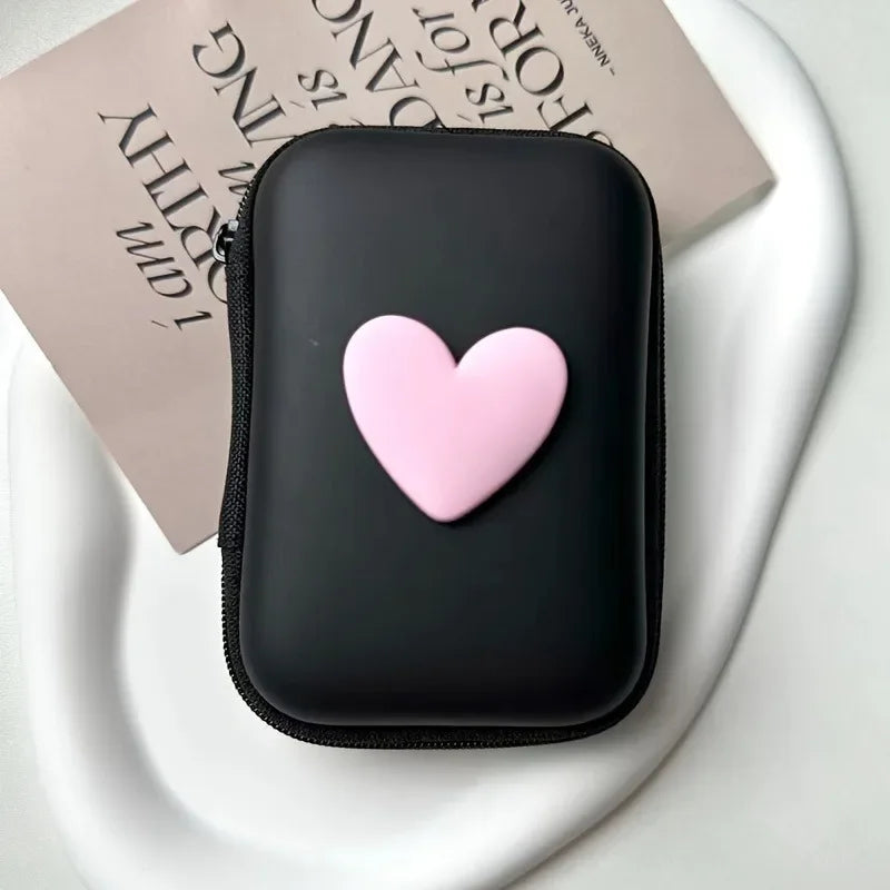 3D Love Heart Headphone Data Cable Storage Bags Charger Power Bank Rectangular Box Digital Product Storage Box Birthday Gifts