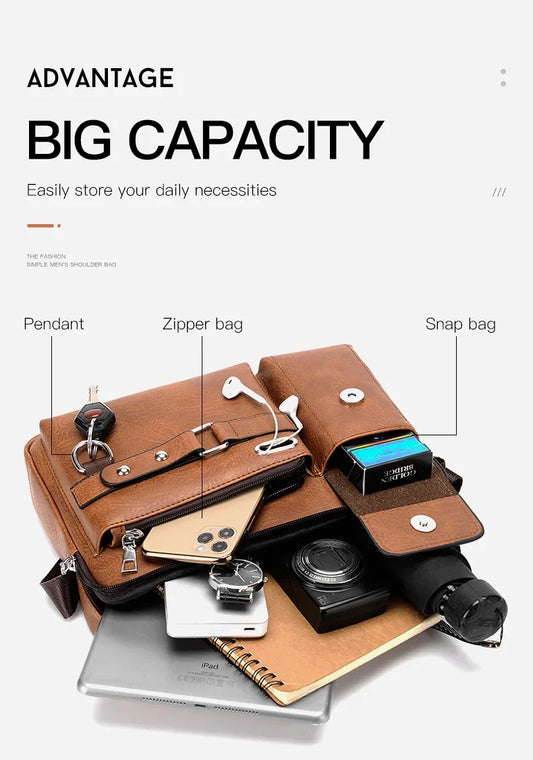 Brand Men Shoulder Bag Pu Leather Business Messenger Bag for Man 2022 New Vintage Small Male Crossbody Bags Designer Handbags 가방