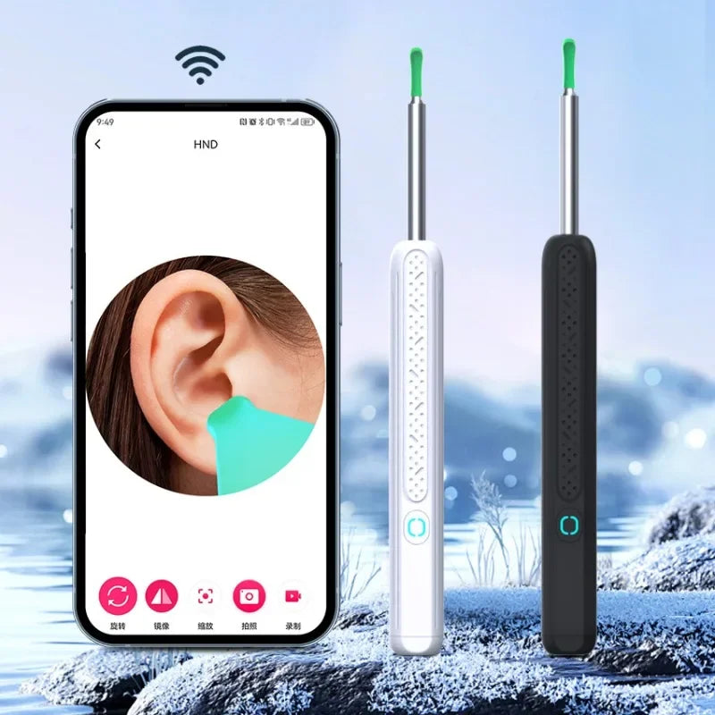 Smart Visual Ear Cleaner with Camera Ear Sticks USB C Charging Ear Wax Removal Tool WIFI Connection 6 LED Lights Earpick