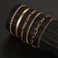 6Pcs Gold Color Bracelet Set Boho Retro Multilayer Thick Twist Cuban Chain Bracelet For Women 2024 Trendy Quality Jewelry Gifts