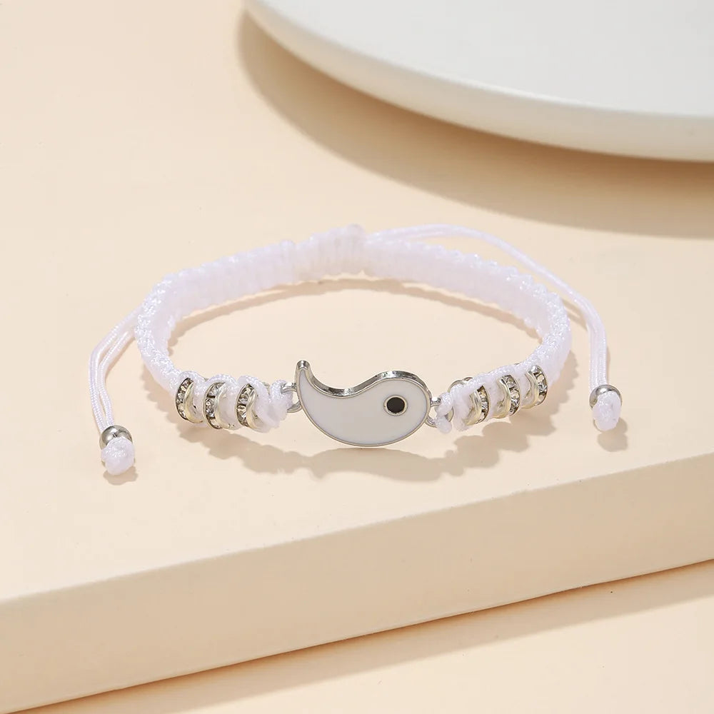 Tai Chi Yin Yang Couple Bracelet for Lover Handmade Woven Baided Rope Adjustable Bracelets Bff Friendship Bangles Jewelry Gift