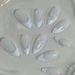 10 pieces of pure handmade almond-shaped nails with white French tips, glittering powder outlining, dazzling and eye-catching, s