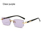 Trendy Rimless Sunglasses for Men Women Fashion Frameless Rectangle Sun Glasses Retro Shades Summer Traveling Eyewear