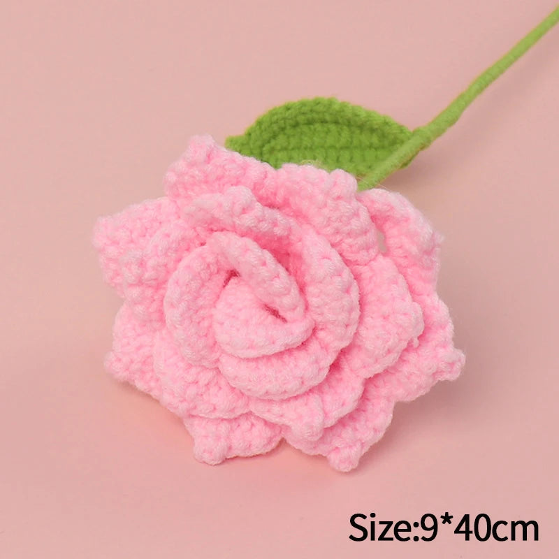 1pc Tulip Crochet Flowers Artificial Woven Flowers Handmade Tulipanes Wedding Gift for Guest Home Decoration Mother's Day Gift